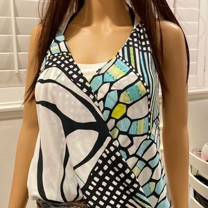 Flowy halter tank top wrap front open back